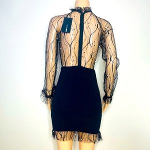 Black Meshed dress with Pearls Size:small